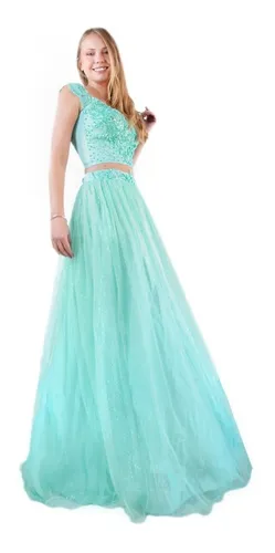Vestido 15 Años De 3 Piezas Bordado Pedreria Verde Agua Vestido 15 Años De 3 Piezas Bordado Pedreria Verde Agua
