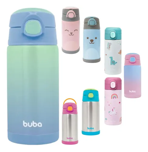 Garrafa Térmica Buba Infantil Parede Dupla Com Canudo (8 Cores)