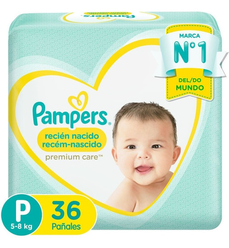 Pañal Pampers Premium Care Talla P 36 Un (hasta 4 Kg)
