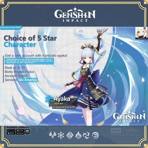 Genshin Impact Ayaka Personaje 5 Estrellas/cryo