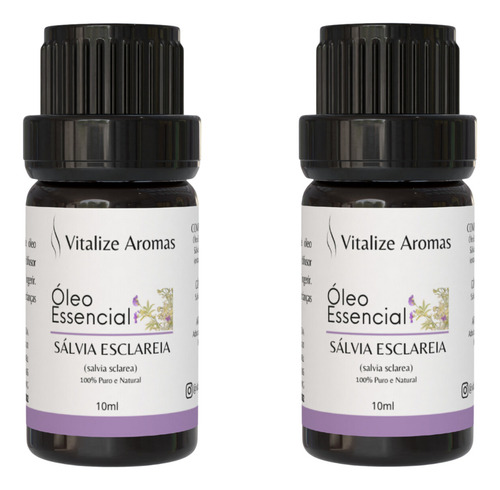 2 Óleo Essencial Sálvia Esclareia 10ml Vitalize Aromas