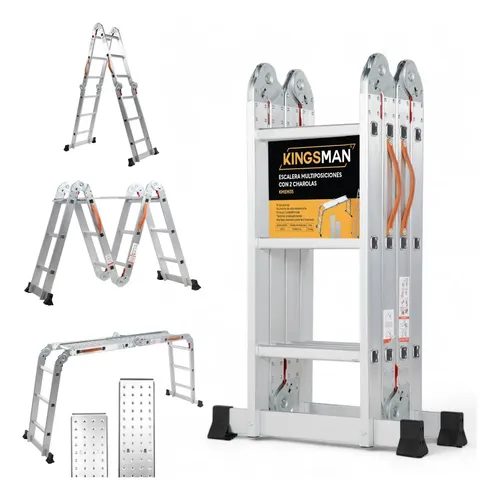 Escalera de Aluminio Multiposiciones 3.5m Kingsman 12 Peldaños Plegable