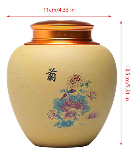 Lata De Té, Lata De Té Suelta, 11 Cm X 13,5 Cm Crisantemo