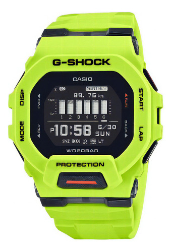 Reloj Casio G-shock Gbd-200-9dr Color De La Correa Verde Viche Color Del Bisel Verde Viche Color Del Fondo Negro