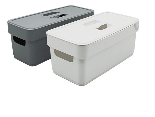 Caja Organizador Canasto Plástico Liso C/tapa 2.3lts 6un Color Surtidos