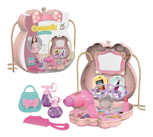 Set De Cosmético Juguete 2 En 1 Con Espejo, Luz Y Accesorios