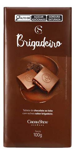 10 Tabletes Barra Chocolate Brigadeiro 100g Cada Cacau Show