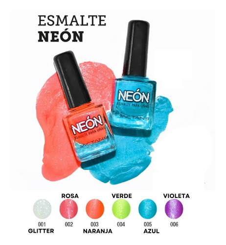 Esmalte De Uñas Neon Manicura Rosa Glitter Verde Azul Violet