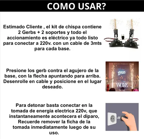 Kit Chispa Fria Dj Fiestas Revelación Entrada 2 Gerb 220volt