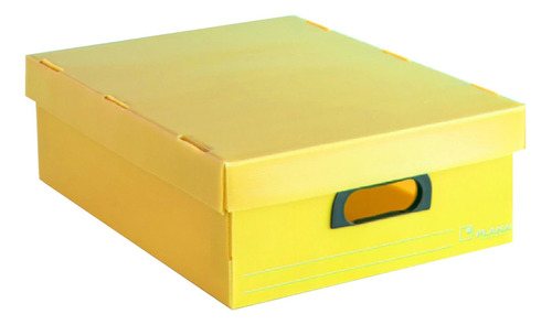 Caja Archivo Plastico Con Tapa 45x35x15 Calidad Plana X 3 Color Amarillo