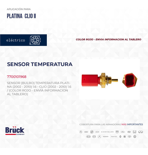 Bulbo Sensor Temperatura Renault Clio 2008 7700101968