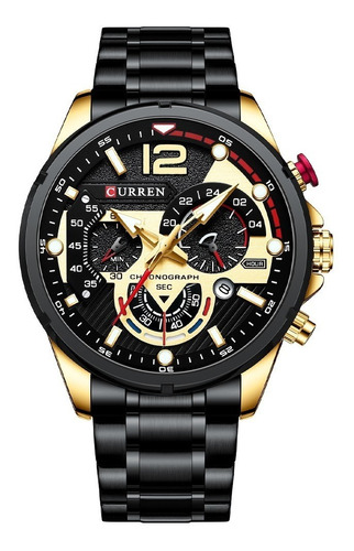 Reloj Curren Elegante Leon Hombre Acero Dorado/negro