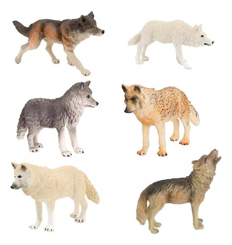 Juego De 6 Juguetes Modelo Lobo Animal Salvaje Para Niños