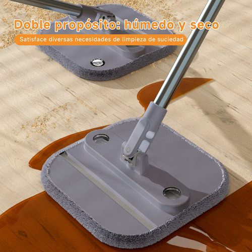 BOMIDI Trapeadores Giratorios Microfibra Mop Cubeta Doble Capa Con Drenaje Y Cepillo De Limpieza