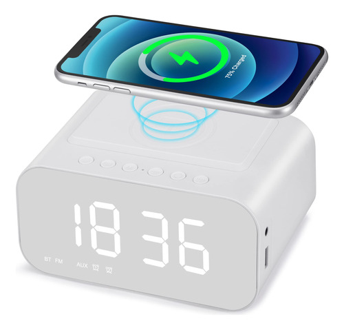 Censhi Cargador Inalambrico Bluetooth Reloj Despertador Fm 8