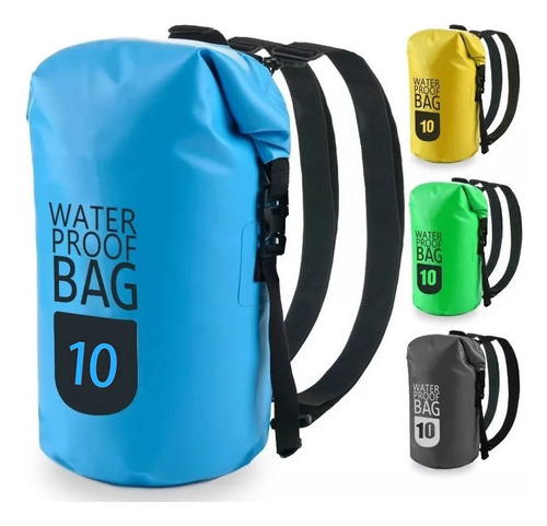 Bolsa Seca Tula Mochila Bolso Impermeable 10l Doble Correa 