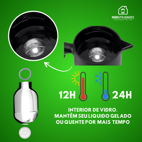 Garrafa Térmica 1l Vácuo Café Chá Cabo Imita Madeira 12hrs