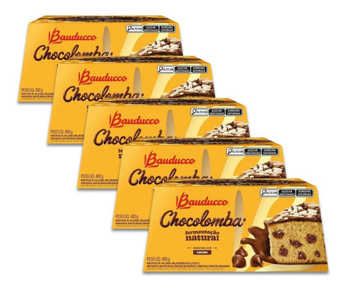 Chocolomba Bauducco Gotas De Chocolate Kit 5 Colombas 400g