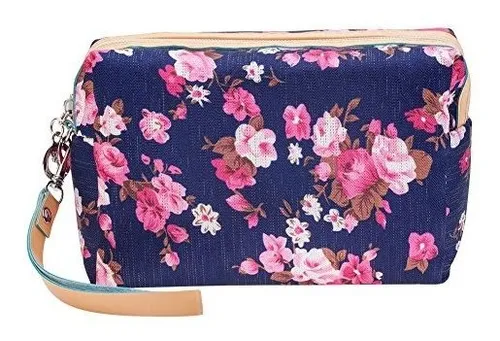 Nylon Azul Marino Lavable Y Duradero. Bolsa De Maquillaje Y