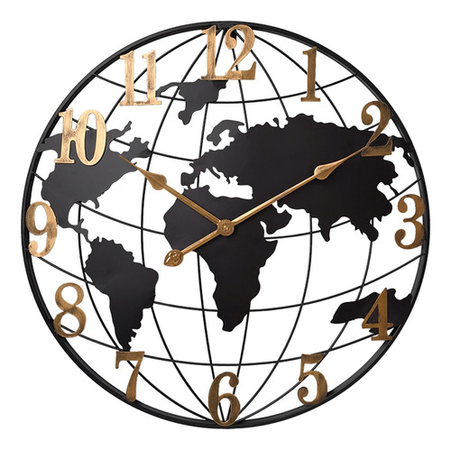  Reloj De Pared Grande Mapa Mundo Metal 