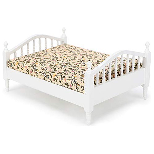 Cama Miniatura De Muñeca Pulida De Madera Escala 1