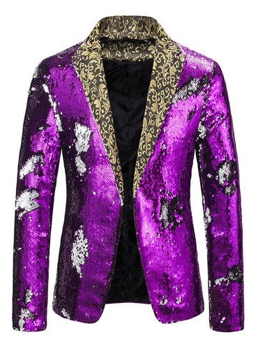 Blazer Hombre Traje Brillante Lentejuelas Purpurina Boda