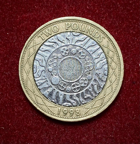 Moneda 2 Libras Inglaterra 1998 Bimetalica Km 994 Elizabeth