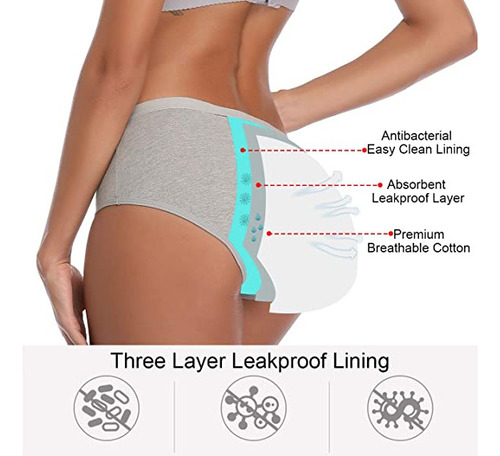 Paquete De 6 Calzones Menstruales Antiderrames Antifugas De
