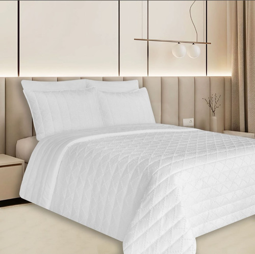 Colcha Edredón Con Ondas Triángulares Cama Doble 3 Piezas