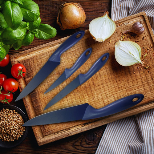 Conjunto Facas De Cozinha 4 Peças Aço Inox Cabo Plástico