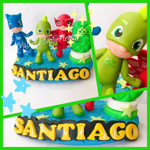 Cake Topper Heroes Pijamas Pjmask Gatuno Vela Pasta Francesa