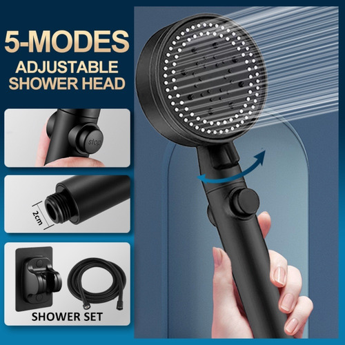 Cabezal De Ducha Presurizado Ajustable De 5 Modos