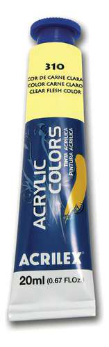 Tinta Acrílica Acrilex 20ml - Acrylic Colors - Tela E Outros Cor 310 - Cor De Carne Clara