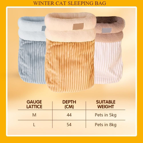 Saco De Dormir Para Gatos, Cama Cálida De Algodón, Suave Fel