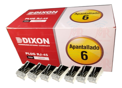 Conector Plug Rj45 Cat6 Apantallado Dixon Caja 100 Unidades