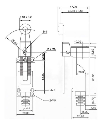 Rodillo Giratorio Ajustable Con Interruptor De Límite 5x