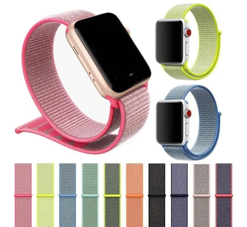 Correas Compatible Para Apple Watch 6 7 8 Colores De Nylon 