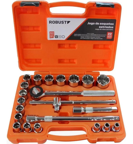 Jogo Soquete 1/2 8 À 32 Mm D26-22am 22 Peças Robust Gedore Cor Laranja