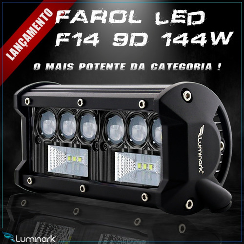 Imagem 4 de 10 de Par Farol Auxiliar Milha Offroad 288w Led F14 9d + Botão