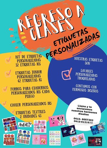 Etiquetas Escolares Personalizadas. Variedad De Diseños