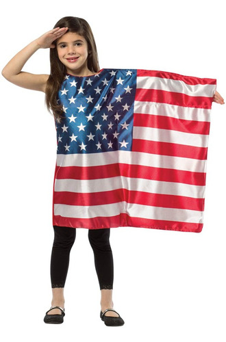 Disfraz Para Niña Vestido Bandera Usa Talla 8-10 Halloween