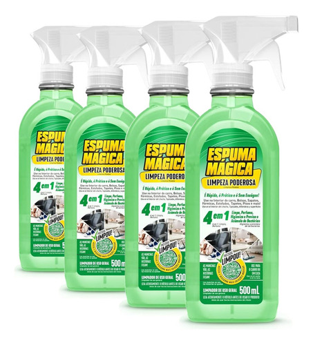 Kit Espuma Magica Limpeza Poderosa Proauto Com 4uni 500ml