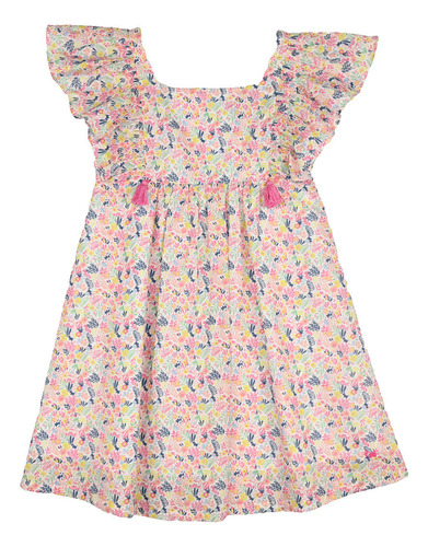 Vestido Ferrioni De Niña Manga Corta Color Rosa Estampado