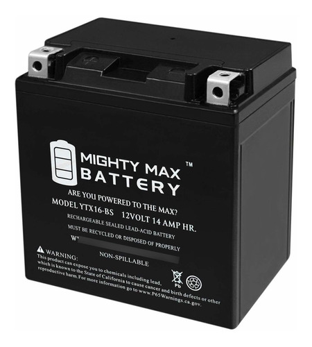 Mighty Max Battery Ytx16-bs - 12v 14ah 230 Cca - Producto De