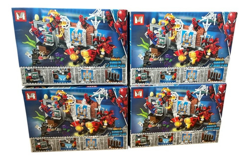 Set De Bloques My World - Spiderman X4 Para Armar 4 Spider Man Set-x4