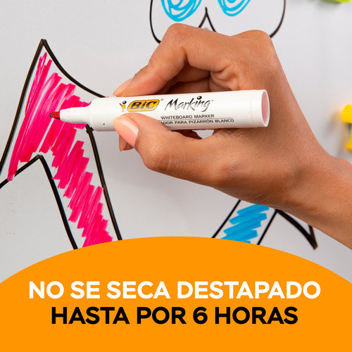Kit Marcador Para Pizarrón Blanco Bic Marking Borrador 4 Pzs