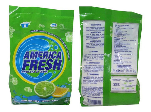 Imagen 4 de 8 de Detergente En Polvo America Fresh, Limon, 400g