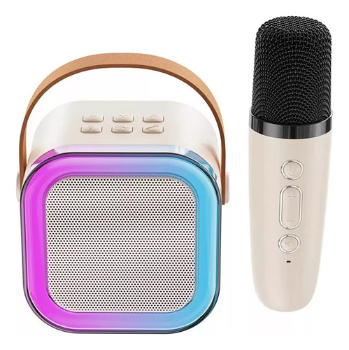 Parlante Karaoke Portátil Mini Con Micrófono Inalámbrico Bt Color Beige