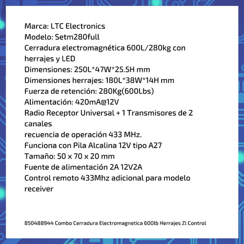Imagen 6 de 10 de Combo Cerradura Electromagnetica 600lb Herrajes Zl Control