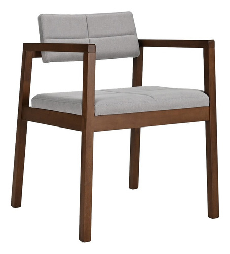Juego De Comedor Extensible Praga De Madera Con 4 Sillas Diseño de la tela de las sillas Gris Claro - Nogal
